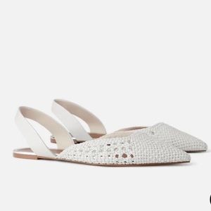 🍃Zara White Basket Weave Pointed Flats🍃